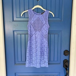 TOPSHOP Petite Mixed Lace Bodycon Dress in Blue